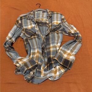 Maurices Blue and Brown Plaid Shirt